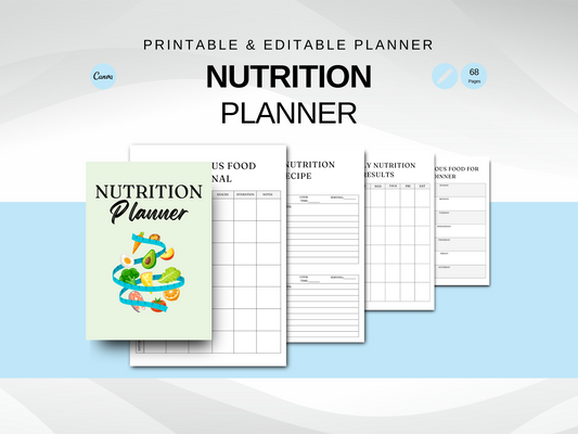 Nutrition Planner | Editable & Printable Meal Tracking Journal | Optimize Your Diet and Health