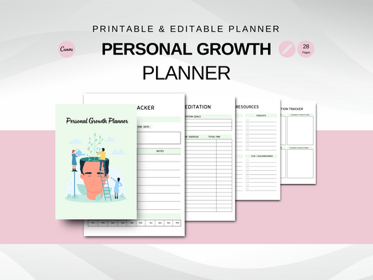 Personal Growth Planner | Editable & Printable Self-Improvement Journal | Set Goals, Track Progress & Foster Positive Habits