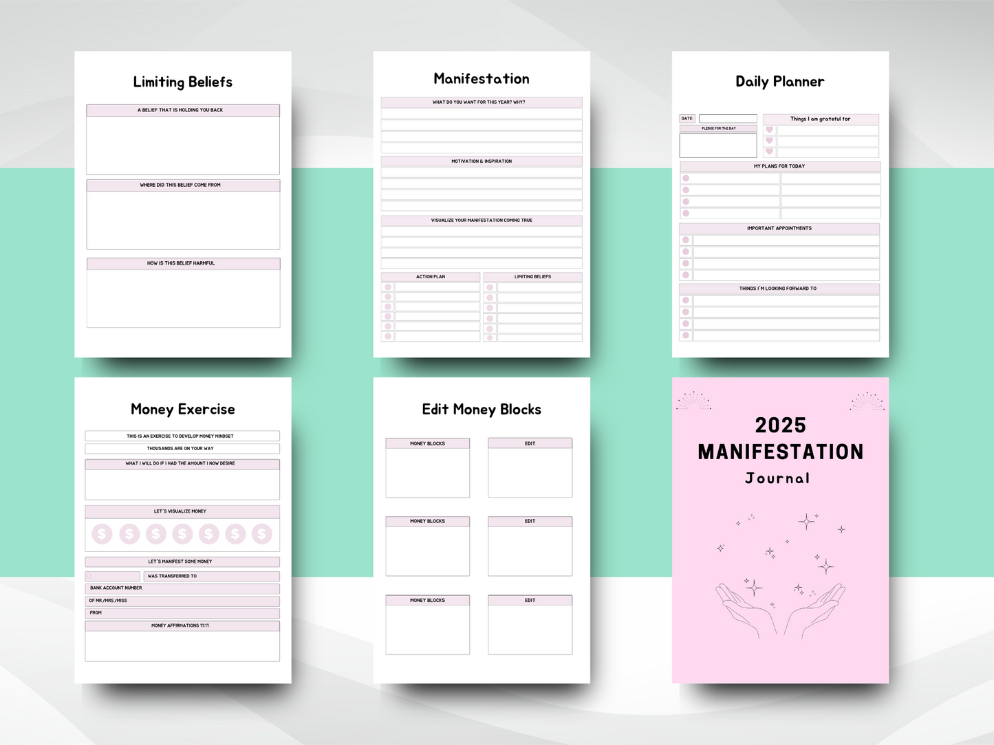 2025 Manifestation Journal | Printable and Editable Goal-Setting Workbook | Manifest Your Dreams