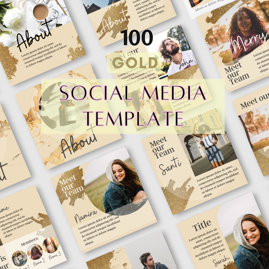 100 Gold Social Media Templates | Elegant & Editable Canva Designs