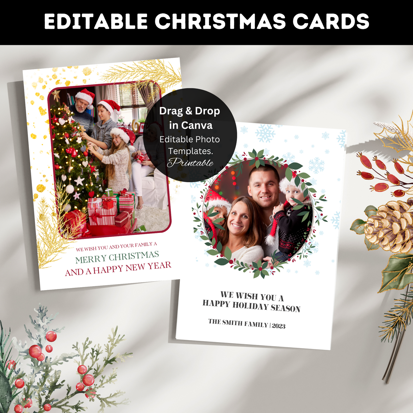 Christmas Card Set | Editable Canva Template | Create Custom Holiday Cards for the Season