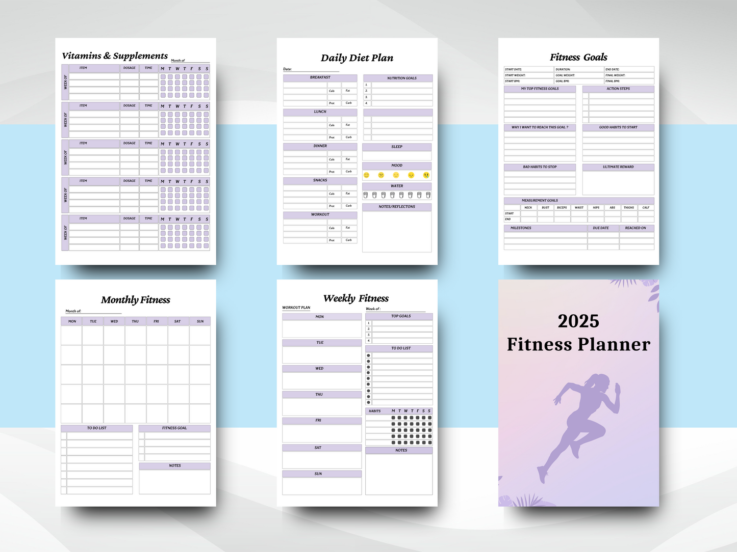 2025 Fitness Planner | Editable & Printable Workout Journal | Track Your Fitness Goals and Progress