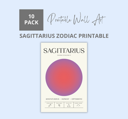 Sagittarius Zodiac Printable Wall Art | Astrology Digital Download