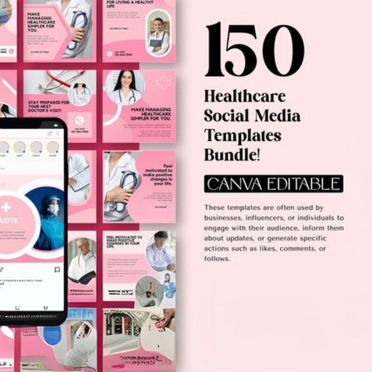 150 Healthcare Social Media Post Templates | Editable Canva Designs